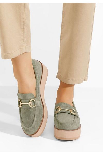 B T Shoes Mocasini cu platforma Leondra V3 verzi