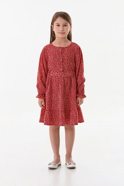 Fulla Moda Floral Tie Waist Front Buttoned Girl's Dress