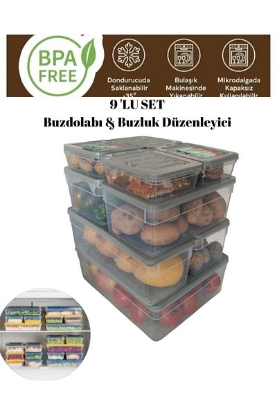 VİZYON Deep Freezer Fridge Organizer Storage Container Diffreeze Organizer Microwave Container