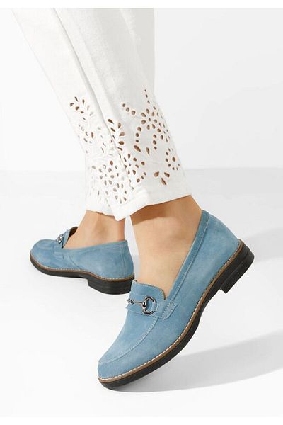 B T Shoes Mocasini dama piele Evadne bleu