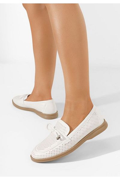 B T Shoes Mocasini de vara dama Morvana V3 albi