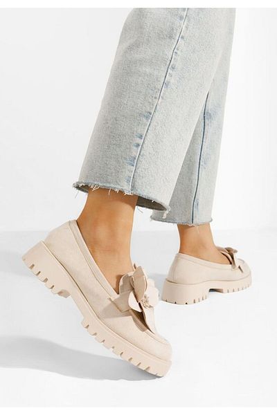 B T Shoes Mocasini cu talpa groasa Camelea bej