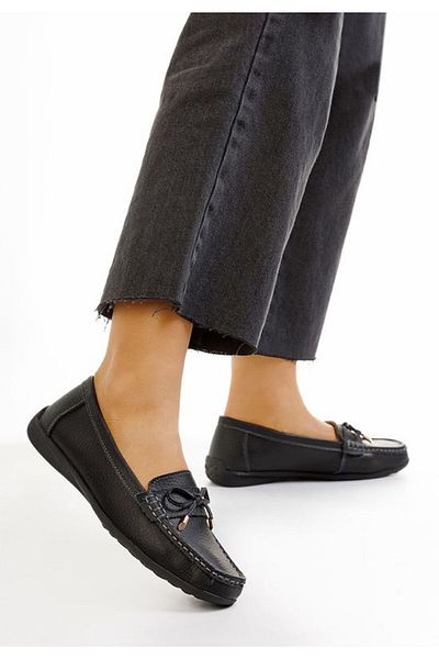 B T Shoes Mocasini dama piele Sargetia negri