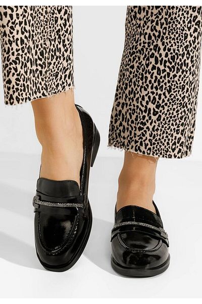 B T Shoes Black Vibia genuine leather loafers