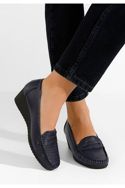 B T Shoes Mocasini dama cu platforma Eligia navy