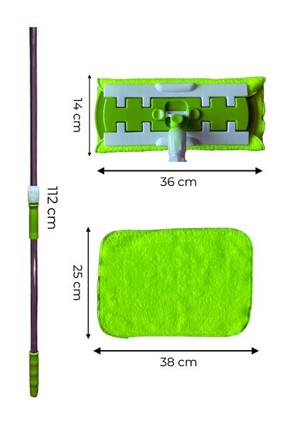 Sleepy Easy Clean Mop Sweeper Kit (Support + Stick + 2 Dry Cloths) – Versatile Cleaning for All Floor Types