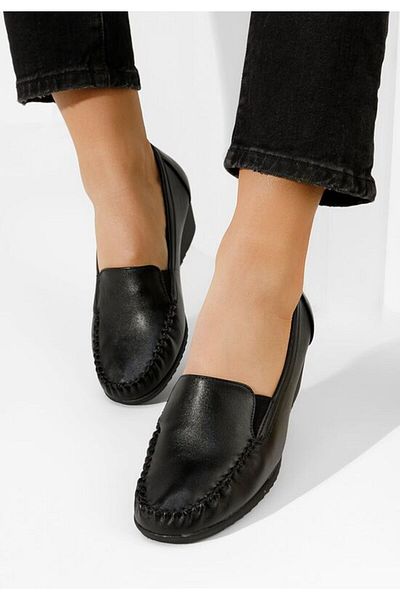 B T Shoes Mocasini dama cu platforma Alpha negri