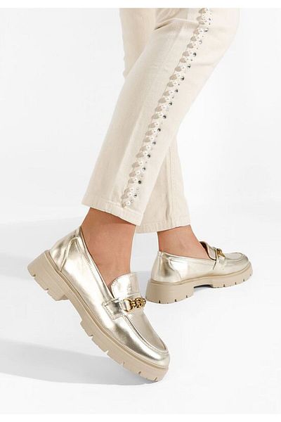 B T Shoes Mocasini cu talpa groasa Catriela aurii