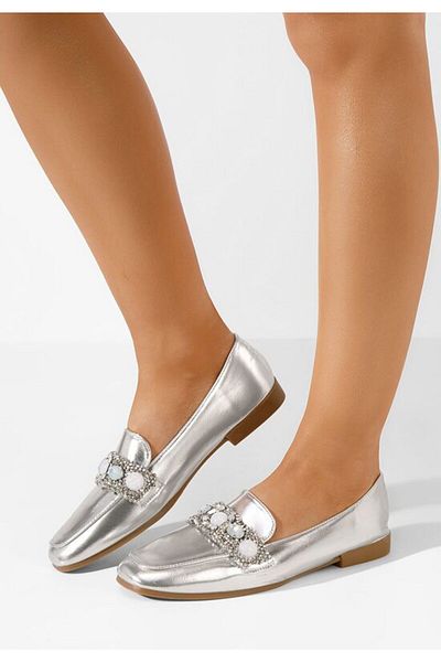 B T Shoes Mocasini dama Teara V2 argintii