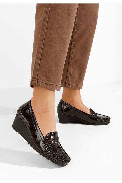 B T Shoes Women's platform loafers Saina brown