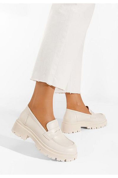 B T Shoes Mocasini cu talpa groasa Annette bej V2