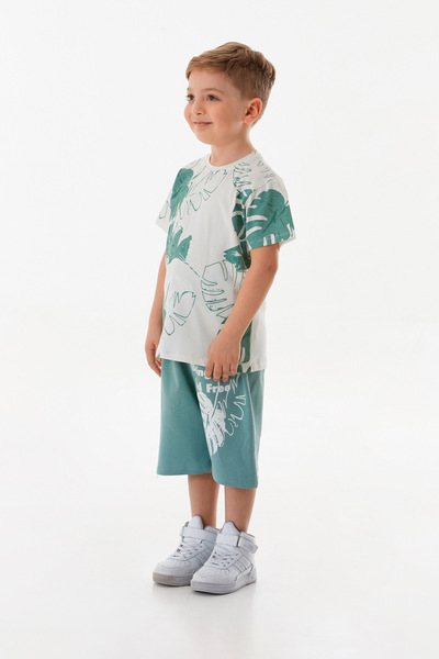 Fulla Moda Leaf Printed 2-Piece Boy's Shorts Suit