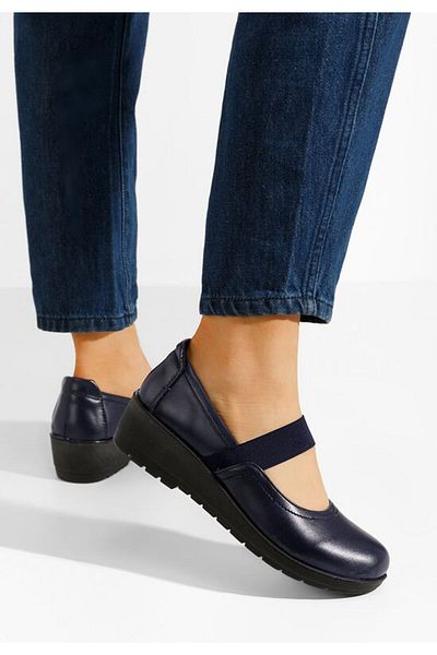 B T Shoes Balerini cu bareta Gracela navy