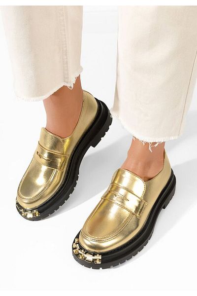 B T Shoes Hesea gold chunky-soled loafers