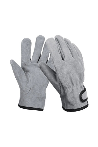 Choice قفازات جلدية مقاومة للحريق والحرارة باللون الرمادي للشواء في الهواء الطلق مقاومة للحرارة ومقاومة للتآكل