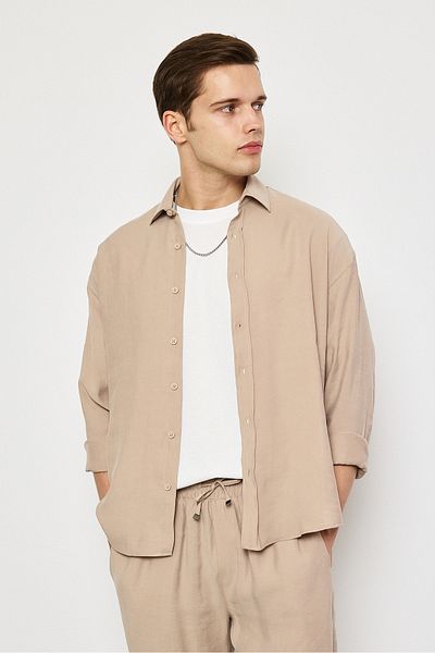 İLKCET MODA Ανδρικό πουκάμισο Oversize Modal Fabric Premium