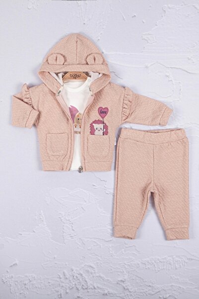 BabyBird Hedgehog Embroidered 100% Cotton 3-Piece Baby Girl Set