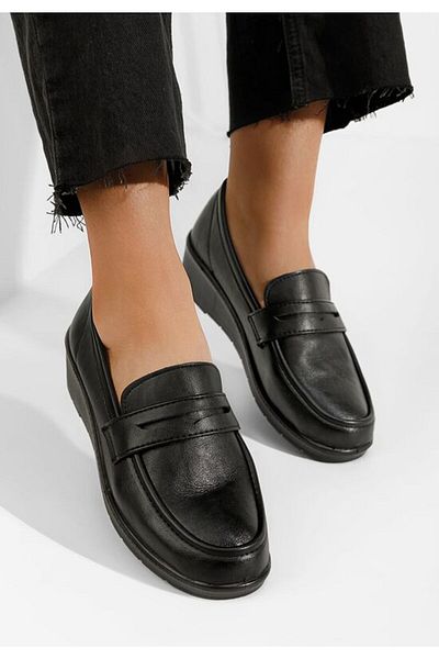 B T Shoes Mocasini dama cu platforma Zeia negri