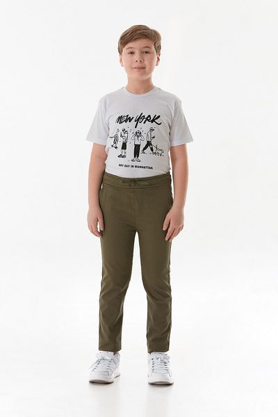 Fulla Moda 100% Cotton Elastic Waist Gabardine Boy's Trousers