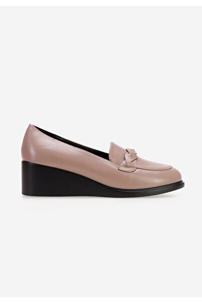 B T Shoes Women's platform loafers Cala nude