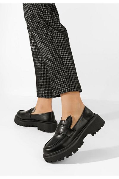 B T Shoes Mocasini cu talpa groasa Desiara negri