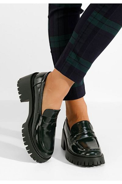B T Shoes Mocasini cu talpa groasa Elysia verzi