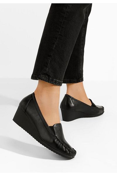 B T Shoes Mocasini dama cu platforma Alpha negri