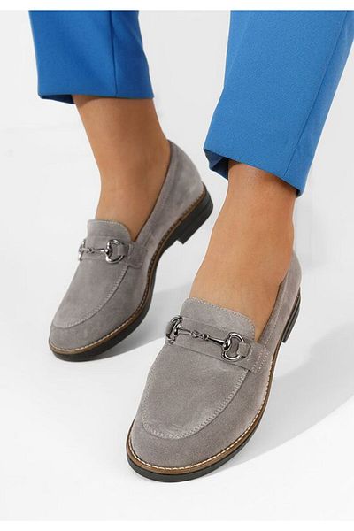 B T Shoes Women's leather moccasins Evadne V2 gray