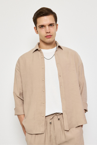 İLKCET MODA Ανδρικό πουκάμισο Oversize Modal Fabric Premium