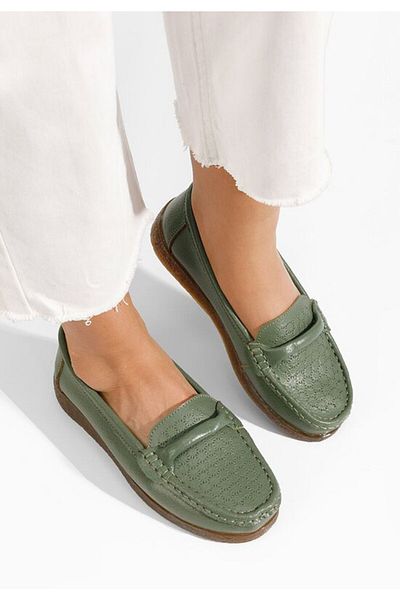 B T Shoes Telisa green genuine leather loafers