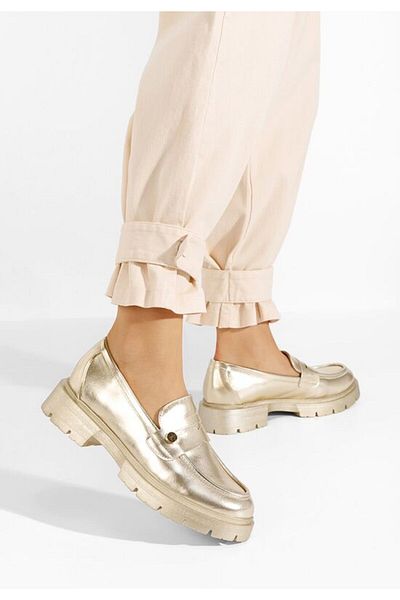 B T Shoes Mocasini cu talpa groasa Airesa aurii