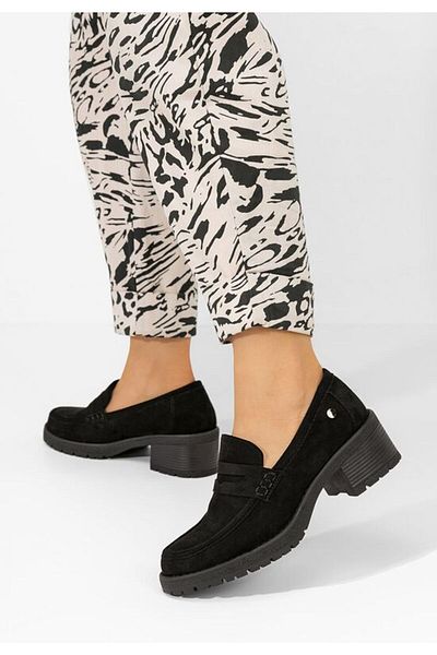 B T Shoes Mocasini cu toc Viaole negri