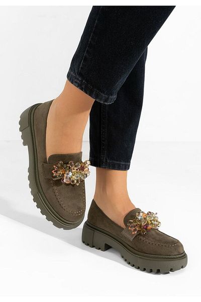 B T Shoes Mocasini cu talpa groasa Amilla V3 kaki