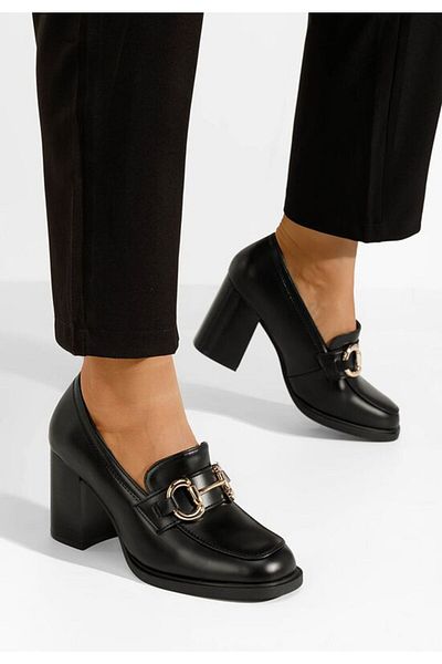 B T Shoes Mocasini cu toc Kyrenia negri