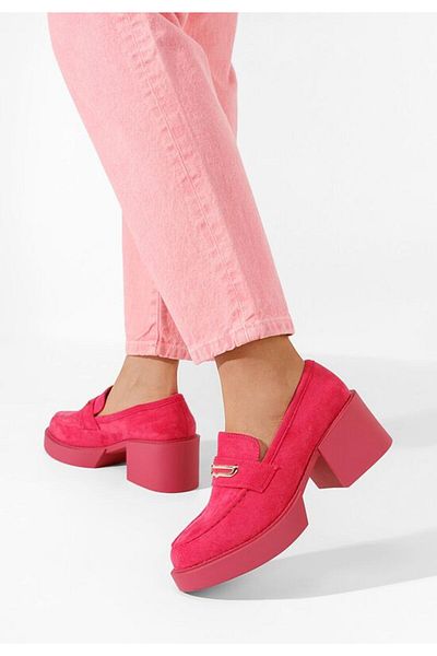 B T Shoes Agnessa fuchsia heeled loafers