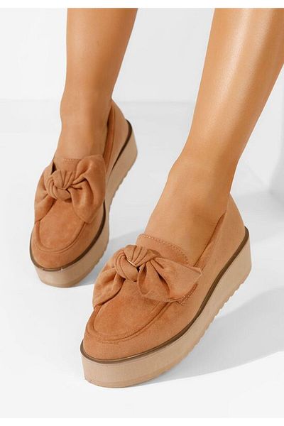 B T Shoes Leondra V5 orange platform loafers