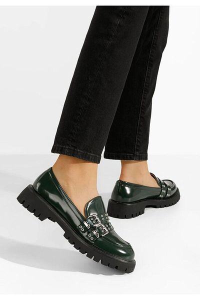 B T Shoes Mocasini dama lacuiti Kyelle verzi