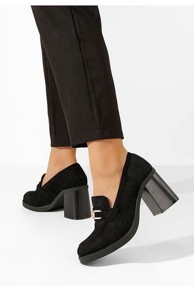 B T Shoes Mocasini dama cu toc Akera negri