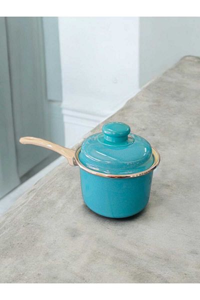 ALEV EMAYE Milk Bowl & Sauce Bowl & Egg Boiling Pot Mini Turquoise (0.9 Lt)