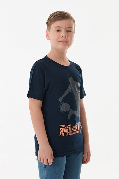 Fulla Moda 100% Cotton Football Player Printed Crew Neck Boy's T-Shirt