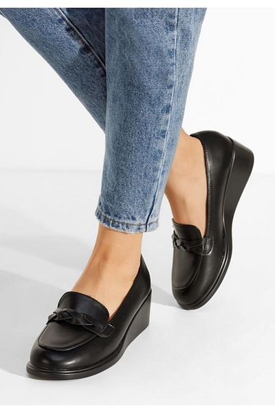 B T Shoes Women's black Cala platform loafers