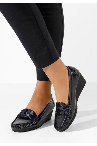 B T Shoes Women's platform loafers Saina navy