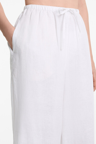 Oysho 100% linen straight-leg trousers