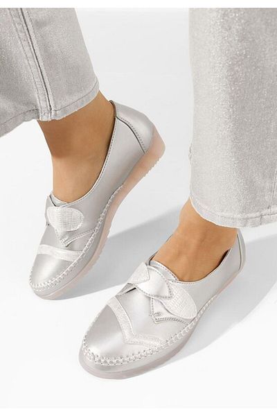B T Shoes Mocasini dama Avirea argintii