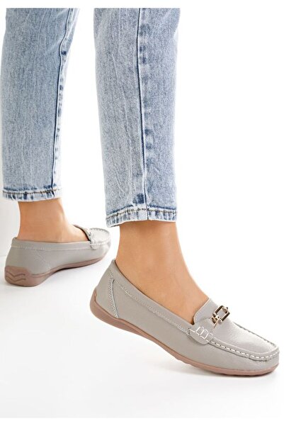 B T Shoes Women's gray leather loafers Celetina