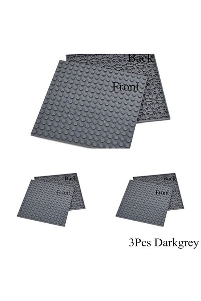 Choice 3Pcs Darkgrey 3Pcs Plates 16 x 16 Double Sided Baseplate Building Blocks Base Plate MOC City Parts E