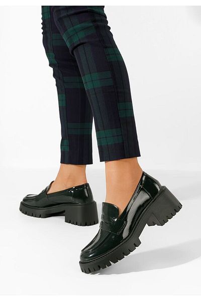 B T Shoes Mocasini cu talpa groasa Elysia verzi