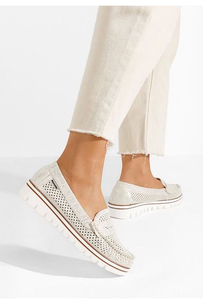 B T Shoes Mocasini dama Manise argintii
