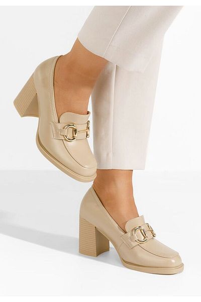 B T Shoes Mocasini cu toc Kyrenia bej