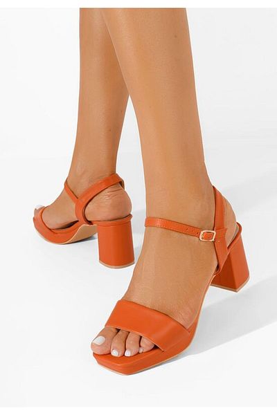 B T Shoes Sandale cu toc gros Kaelyn portocalii